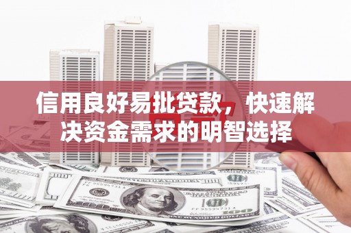 信丰信用良好易批贷款，快速解决资金需求的明智选择