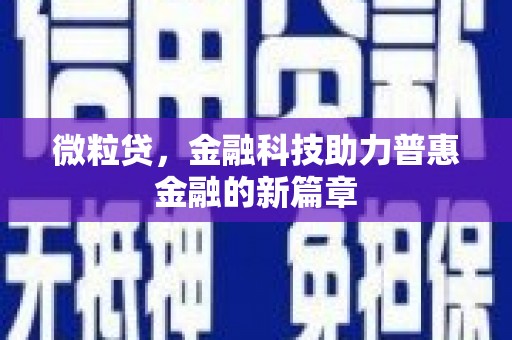 信丰微粒贷，金融科技助力普惠金融的新篇章
